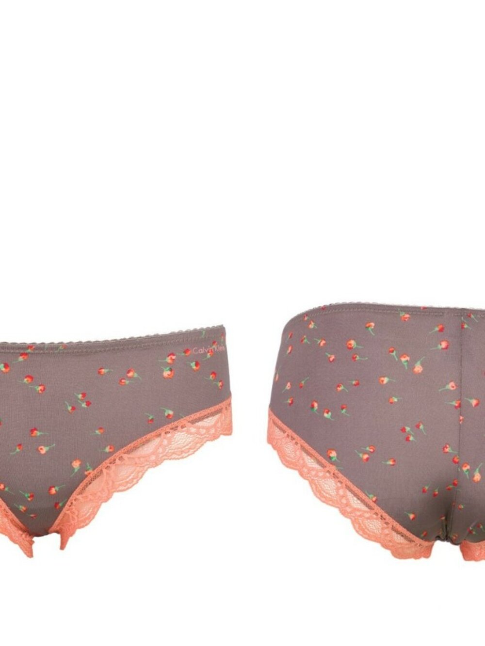 Calvin Klein Floral Cheeky Panty D1609 Whisper Gray Size L NWT